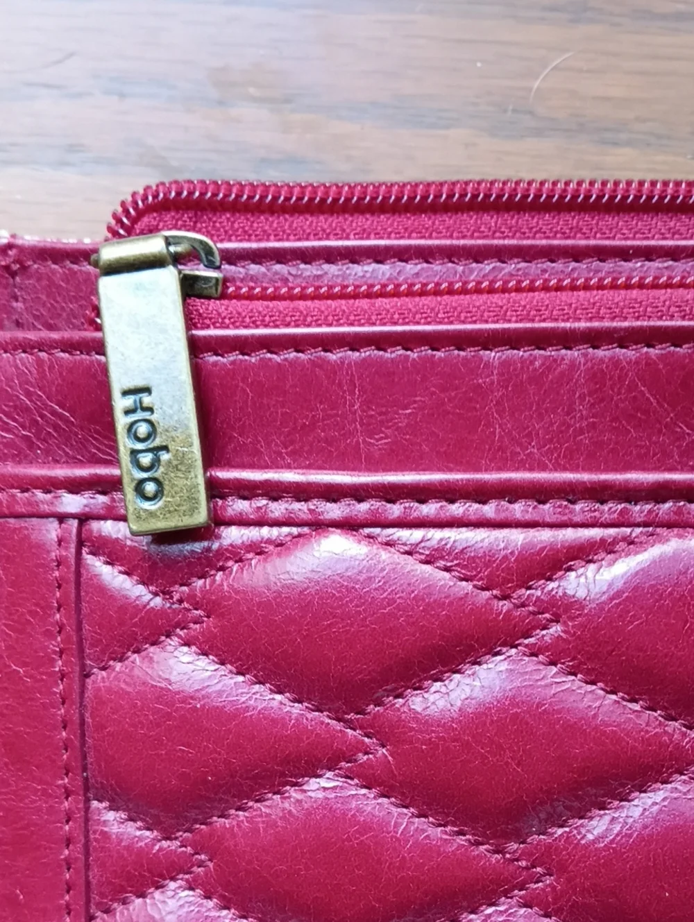 Hobo Quilted Leather Clutch Purse, Rust Color NWOT, Multi Compartments